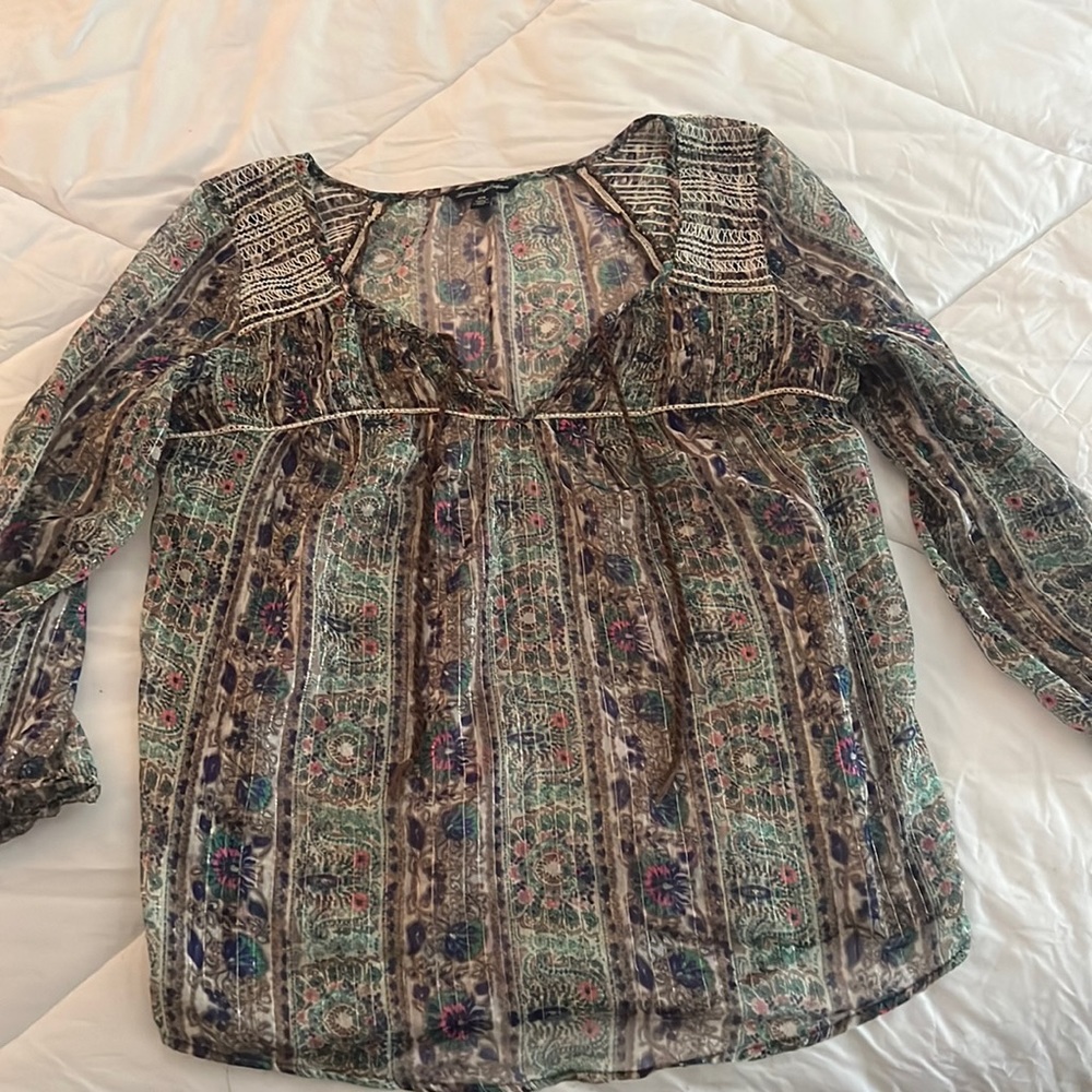 American Eagle sheer bohemian style blouse